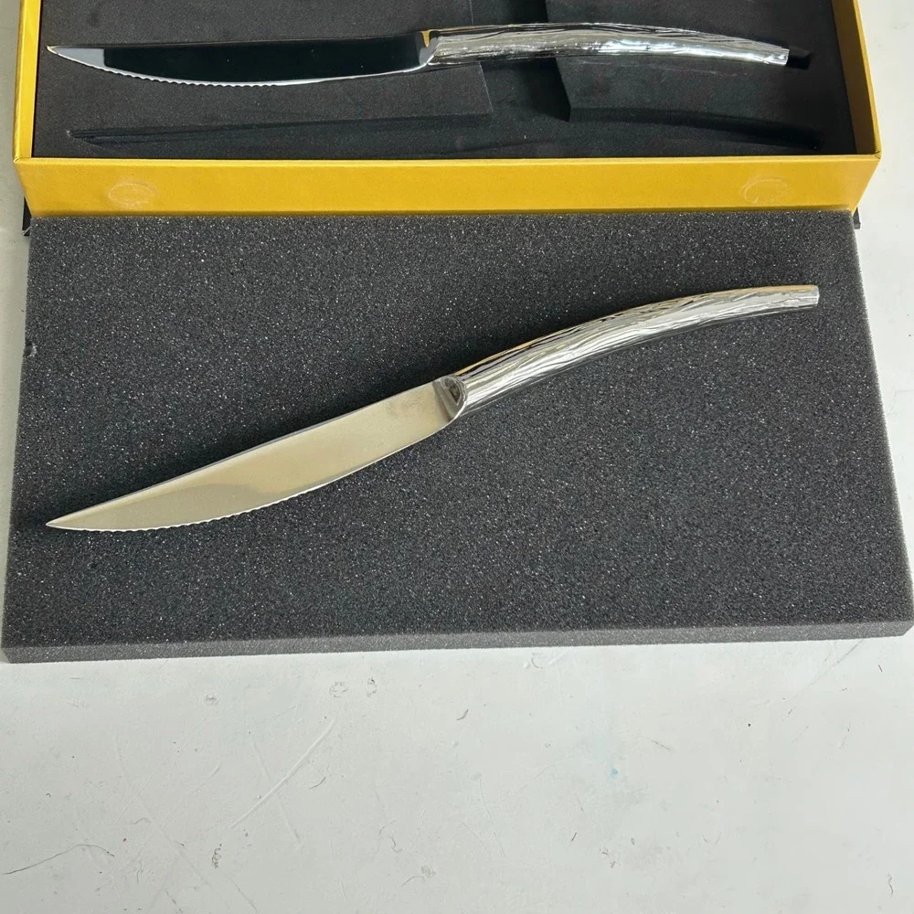 Argent Orfevres 4 Piece Steak Knife Set Art Inspiration Expression Stainless NEW